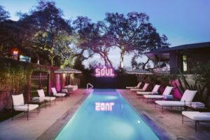Hotel Saint Cecilia - Pool x SOUL Sign at Dusk smaller