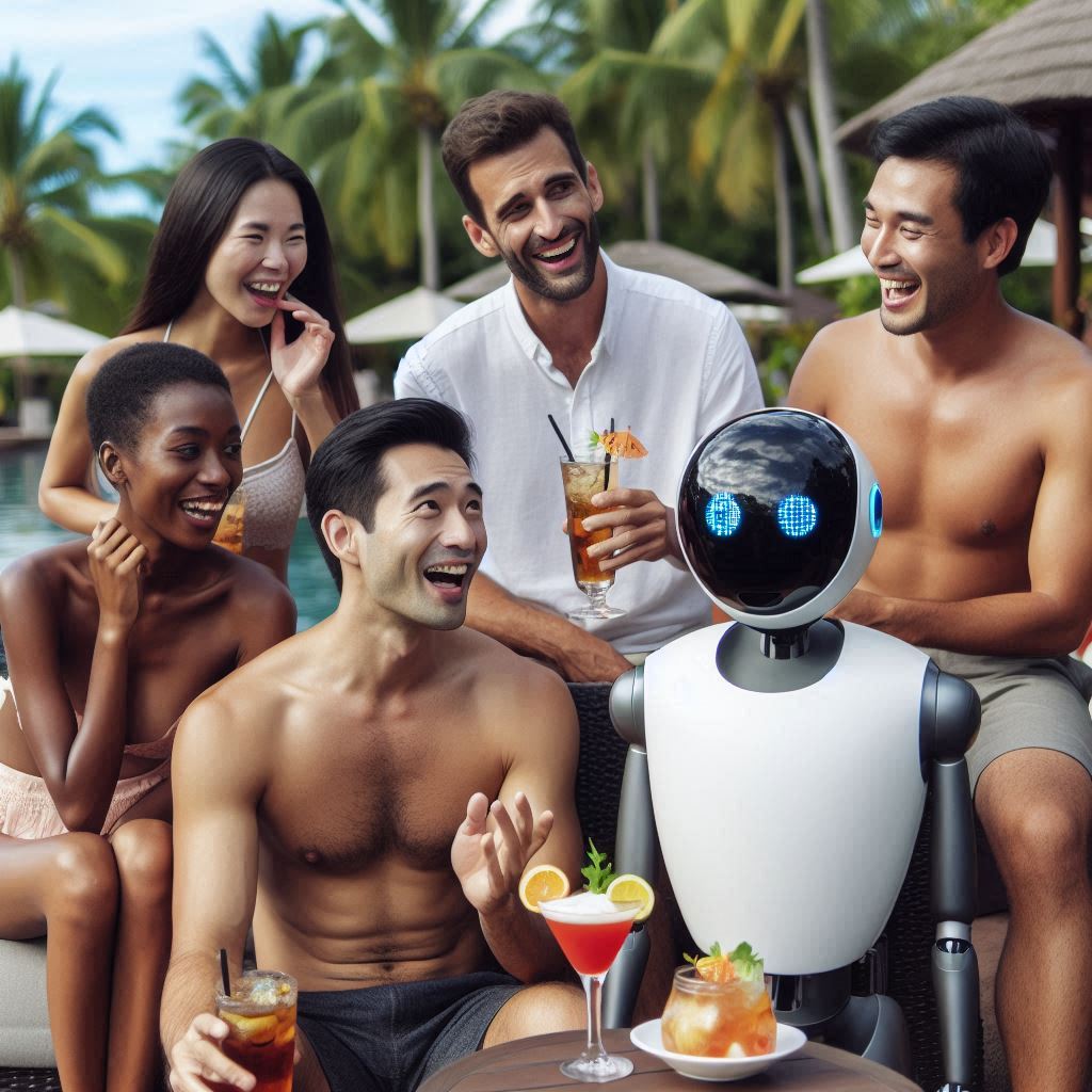 Travel incentive participants interacting with AI