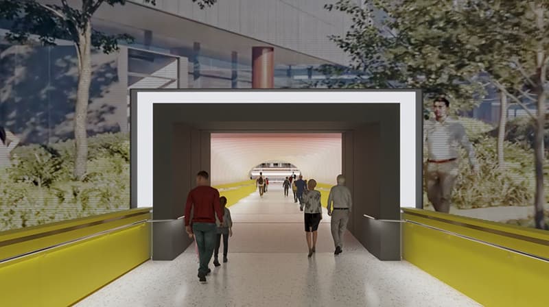 Rendering of Connector Bridge Entrance at Pittsburgh Intl Airport.