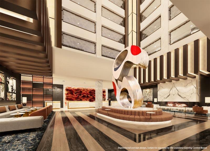 Rendering of the hotel lobby,