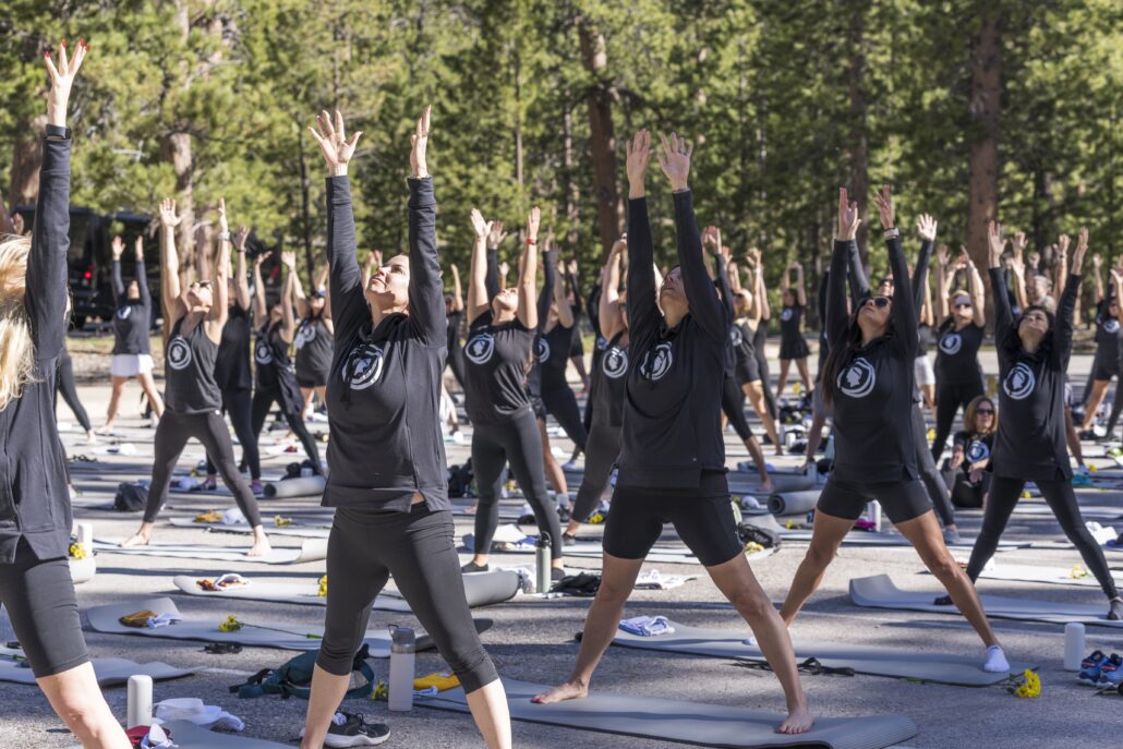 Morning yoga at Mt. Charleston with Zeta Body’s Christine Frazzitta as the sun comes up over the mountains at the Caesars inaugural Wellness Summit last June