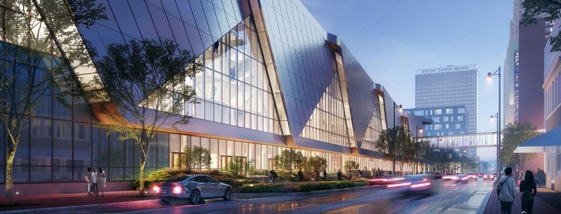 Rendering of the Convention Center fronting 5th Street.