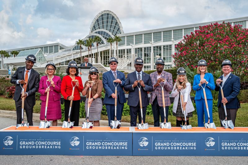 Orlando officials and tourism leaders celebrate the groundbreaking of OCCC's expansion.