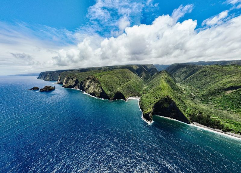 Aerial View of Cliffs at the Hamakua Coast, Big Island, Hawaii.